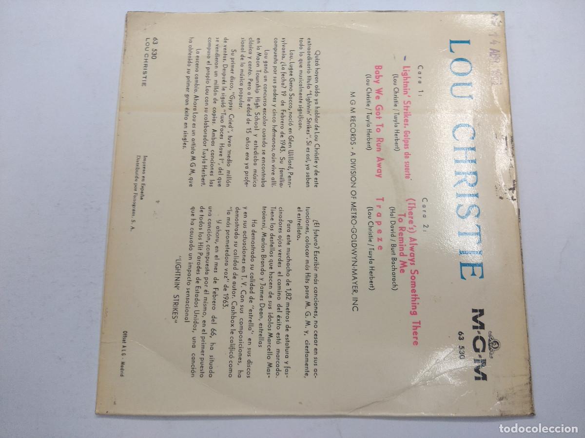 Discos de vinilo: LOU CHRISTIE/LIGHTNIN STRIKES/SINGLE. - Foto 3