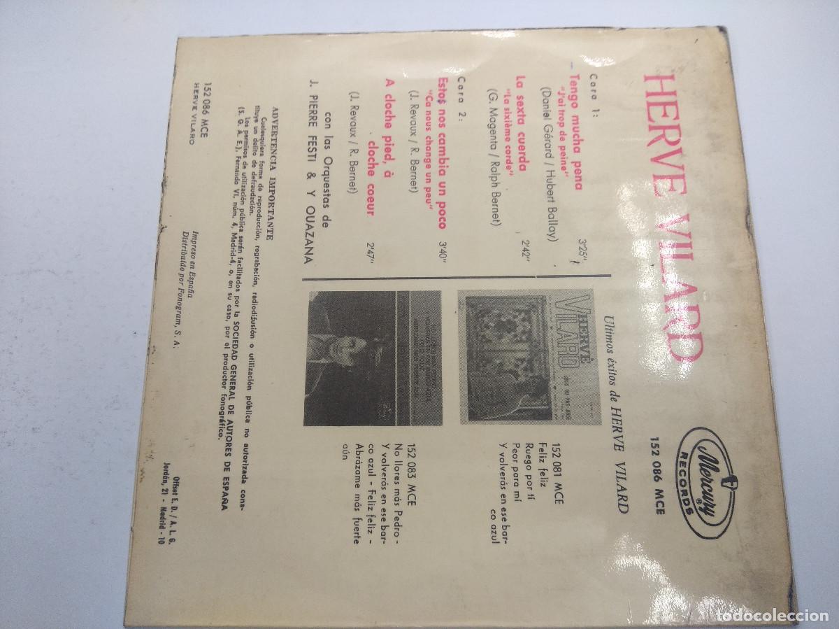 Discos de vinilo: HERVE VILARD/TENGO MUCHA PENA/SINGLE. - Foto 3
