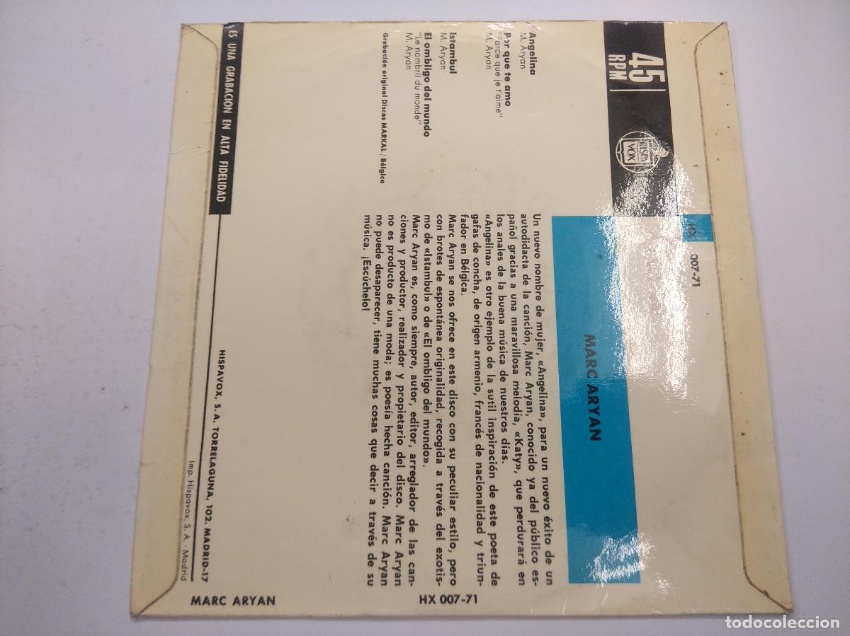 Discos de vinilo: MARC ARYAN/ANGELINA/SINGLE. - Foto 3