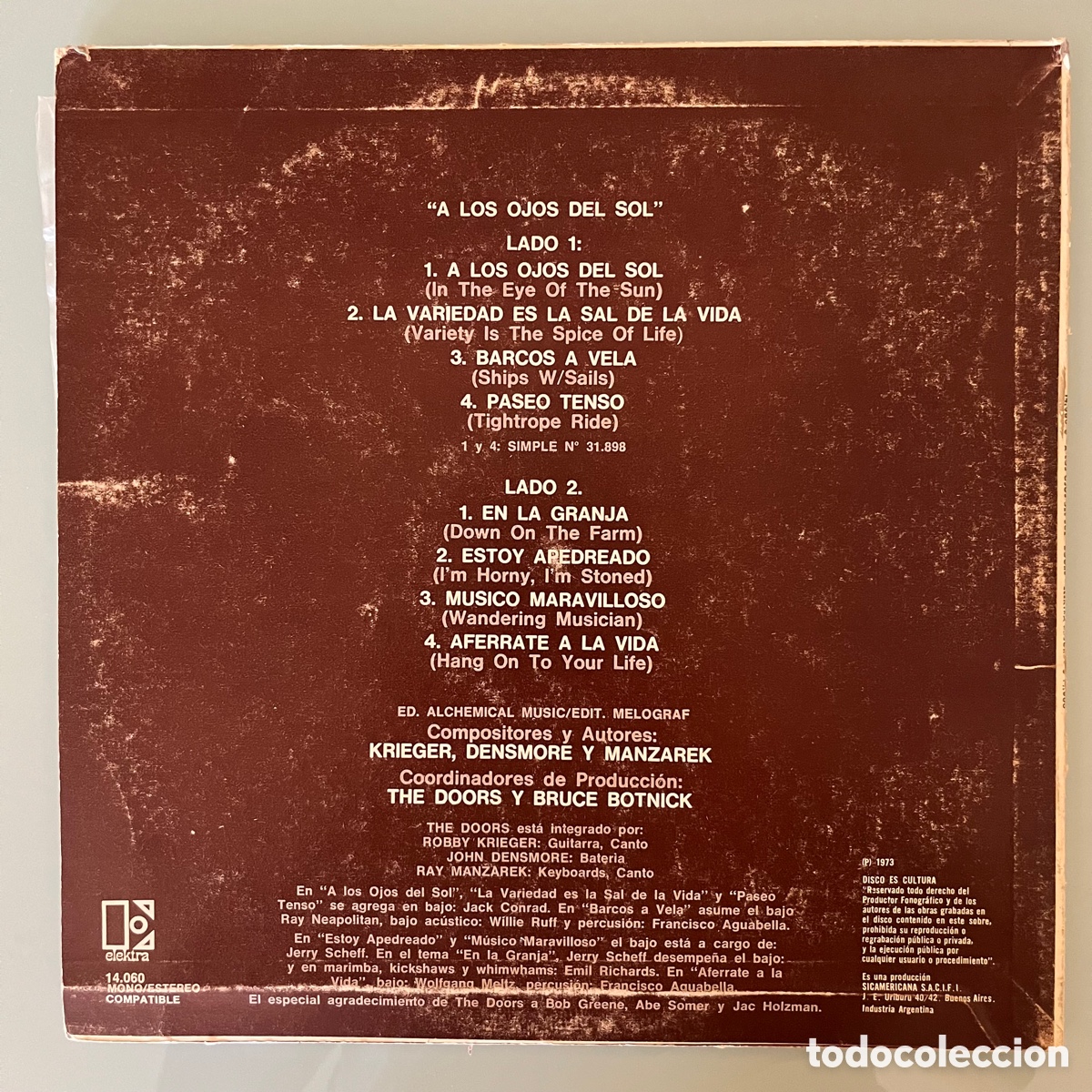 Discos de vinilo: The Doors &ndash; A Los Ojos Del Sol 1971 Argentina - Foto 2