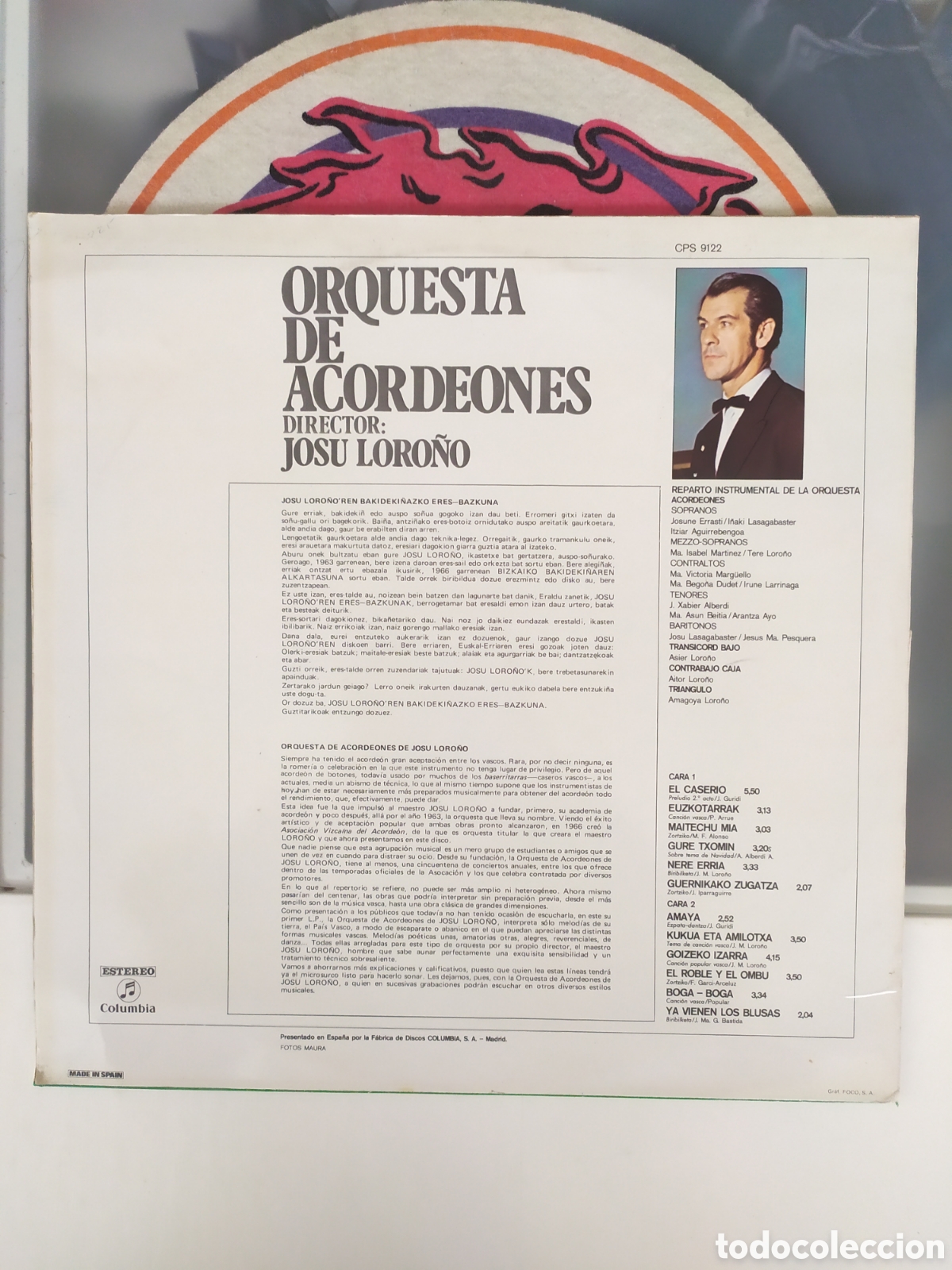 Discos de vinilo: Lp Josu Loro&ntilde;o. Orquesta de Acordeones - Foto 2