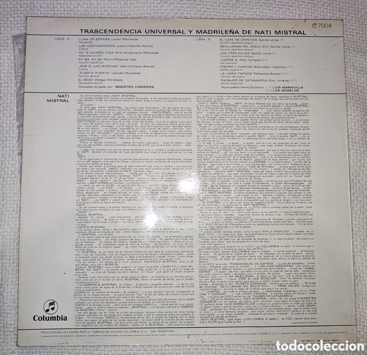 Discos de vinilo: Nati Mistral Columbia C 7004 - Foto 2