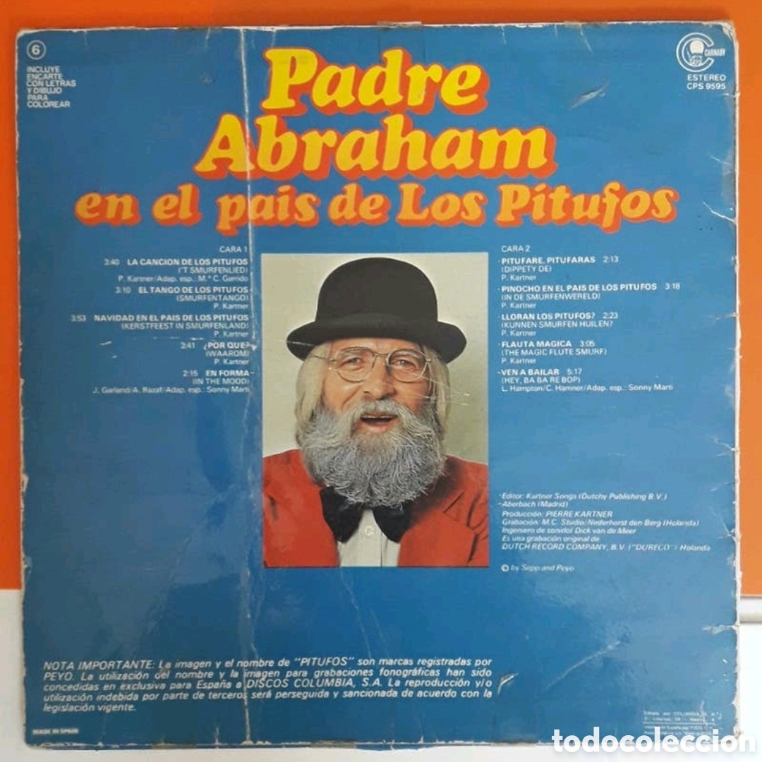 Discos de vinilo: Lp Padre Abraham en el pa&iacute;s de los pitufos - Foto 2