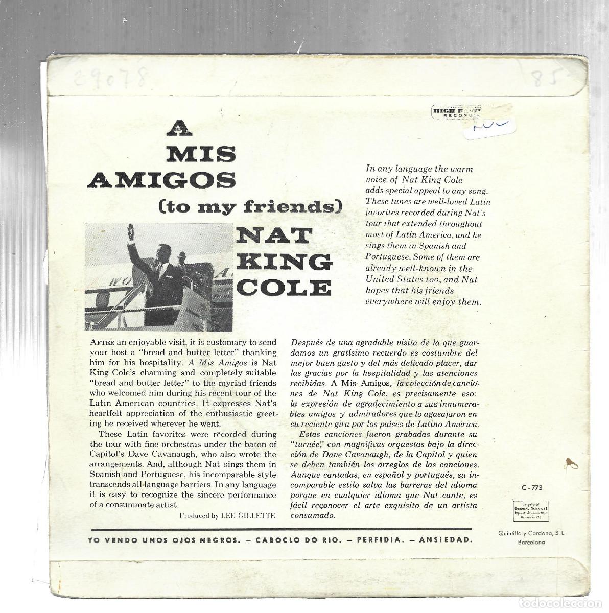 Discos de vinilo: NAT KING COLE- A MIS AMIGOS - Foto 2