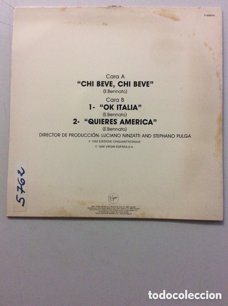 Discos de vinilo: Edoardo Bennato. Chi beve, chi beve. - Foto 2