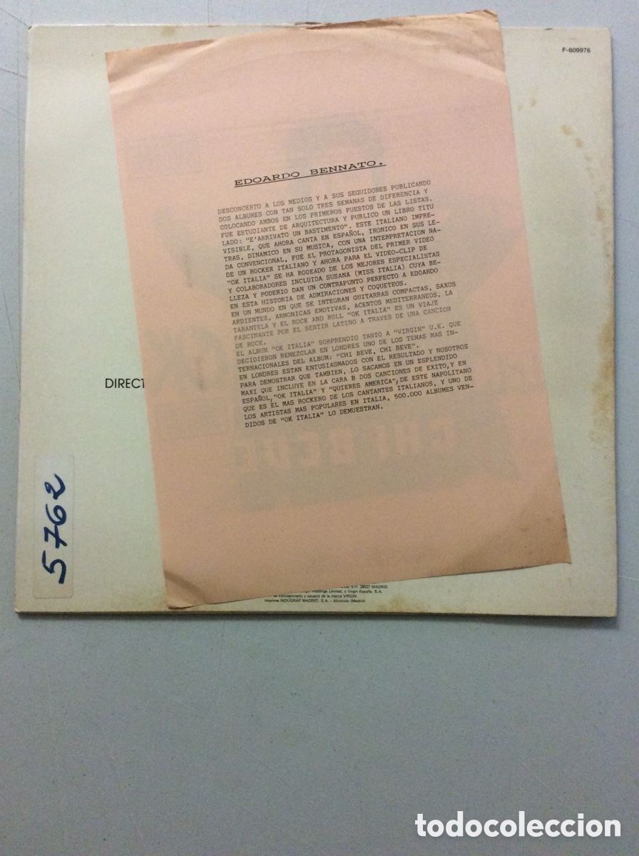 Discos de vinilo: Edoardo Bennato. Chi beve, chi beve. - Foto 3