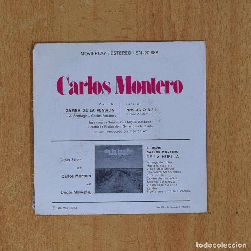 Discos de vinilo: CARLOS MONTERO - ZAMBA DE LA PENSION - SINGLE - Foto 2