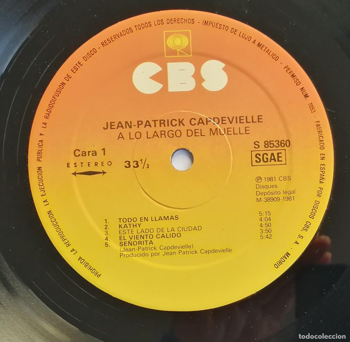 Discos de vinilo: Jean-Patrick Capdevielle, A Lo Largo Del Muelle, CBS S 85360 - Foto 6