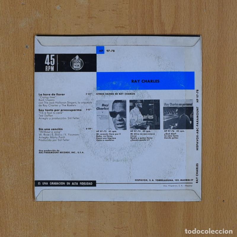 Discos de vinilo: RAY CHARLES - LA HORA DE LLORAR + 3 - EP - Foto 2