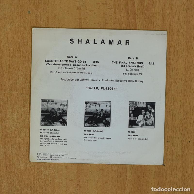 Discos de vinilo: SHALAMAR - SWEETER AS THE DAYS GO BY - SINGLE - Foto 2