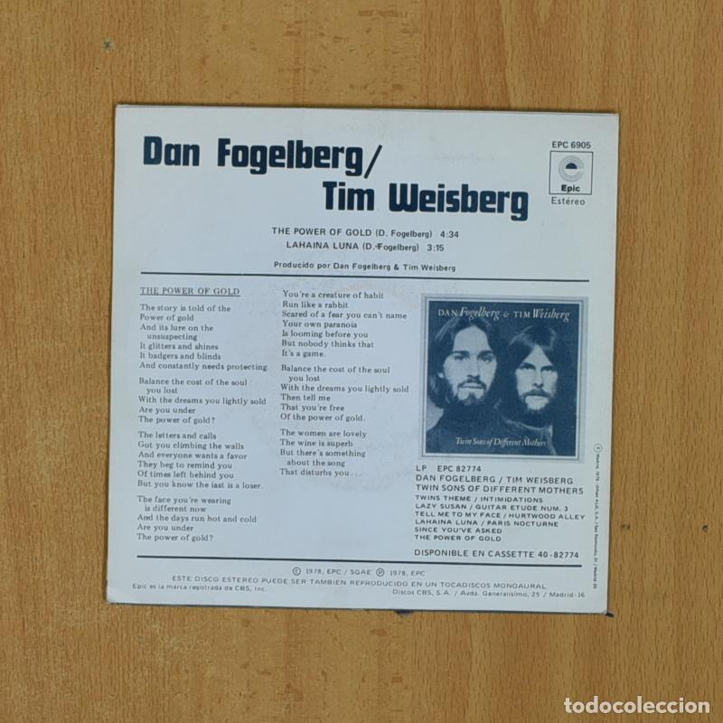 Discos de vinilo: DAN FOGELBERG & TIM WEISBERG - EL PODER DEL ORO - SINGLE - Foto 2