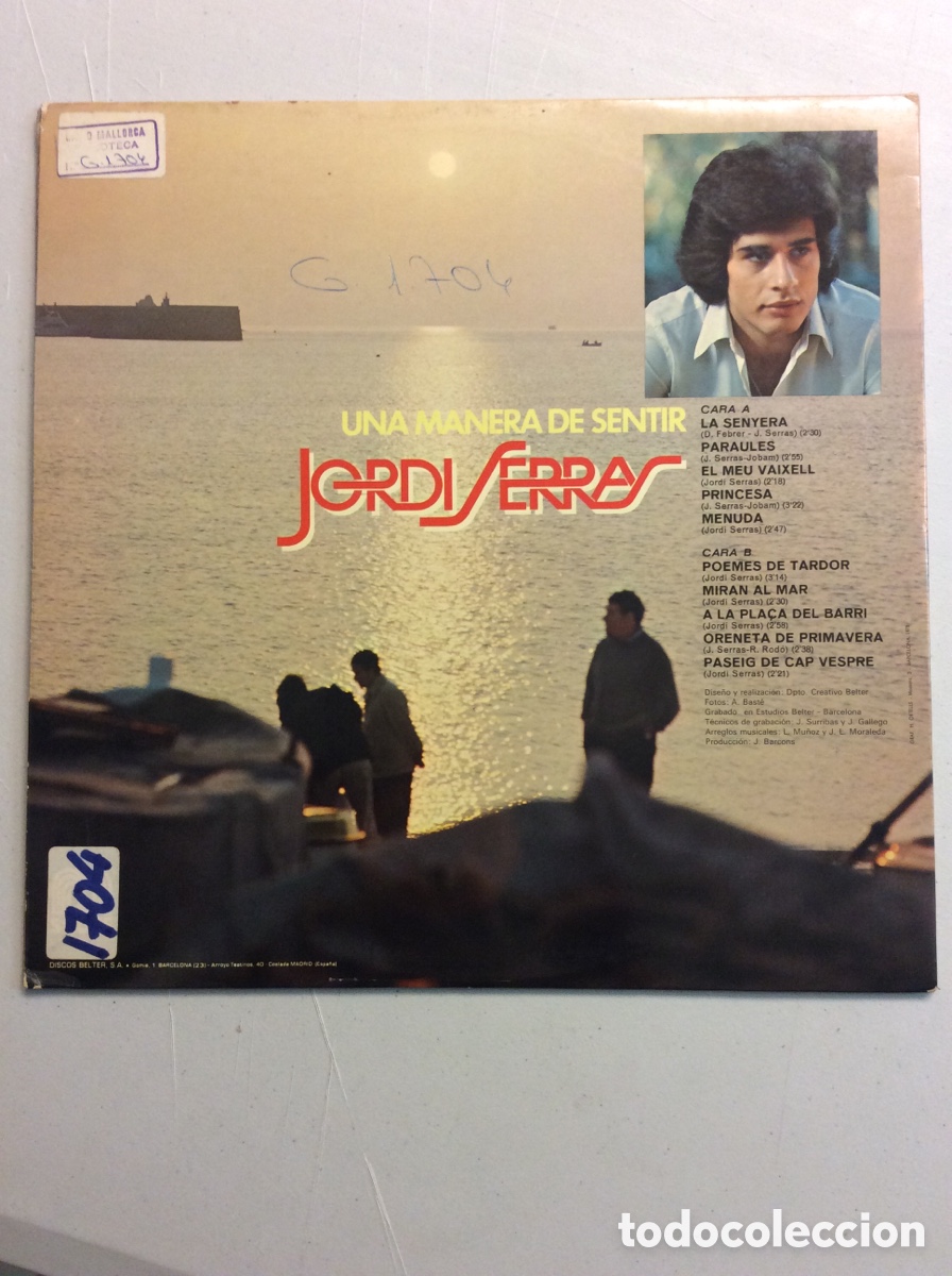 Discos de vinilo: Jordi Serras. Una manera de sentir. - Foto 2