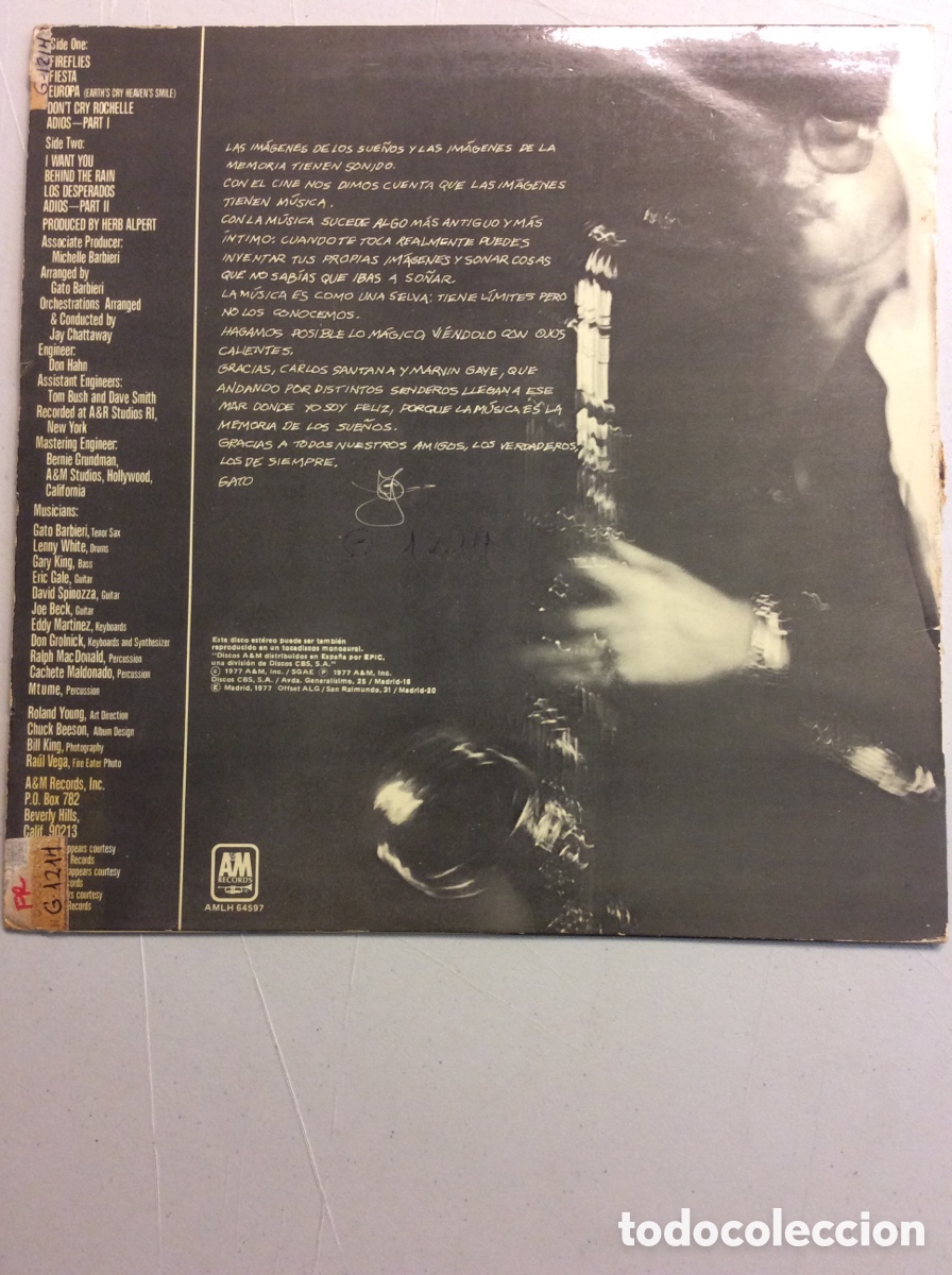 Discos de vinilo: Gato Barbieri. Caliente! - Foto 2