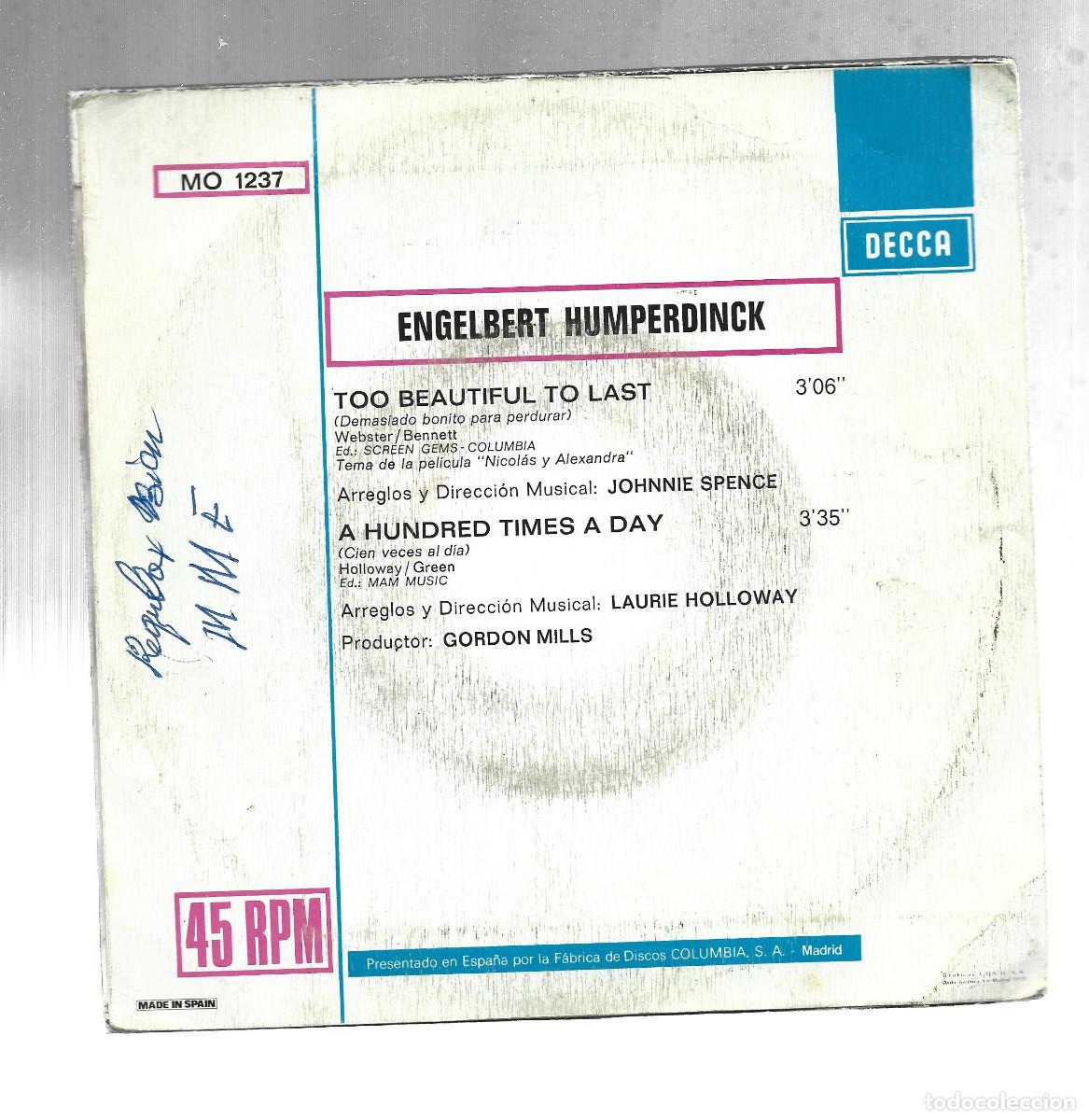 Discos de vinilo: ENGELBERT HUMPERDINCK-TOO BEATIFUL TO LAST - Foto 2