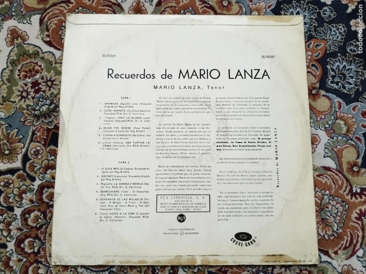 Discos de vinilo: Mario Lanza Lp Disco - Foto 2