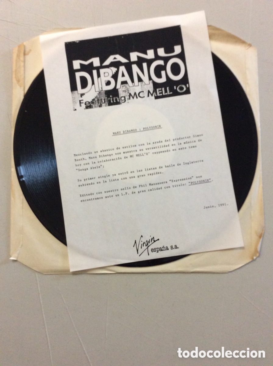 Discos de vinilo: Manu Dibango featuring MC Mell &lsquo;O&rsquo;. Senga Abele. Min&ccedil;alor. - Foto 5