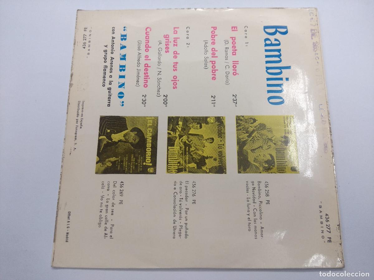Discos de vinilo: BAMBINO/EL POETA LLORO/SINGLE. - Foto 3