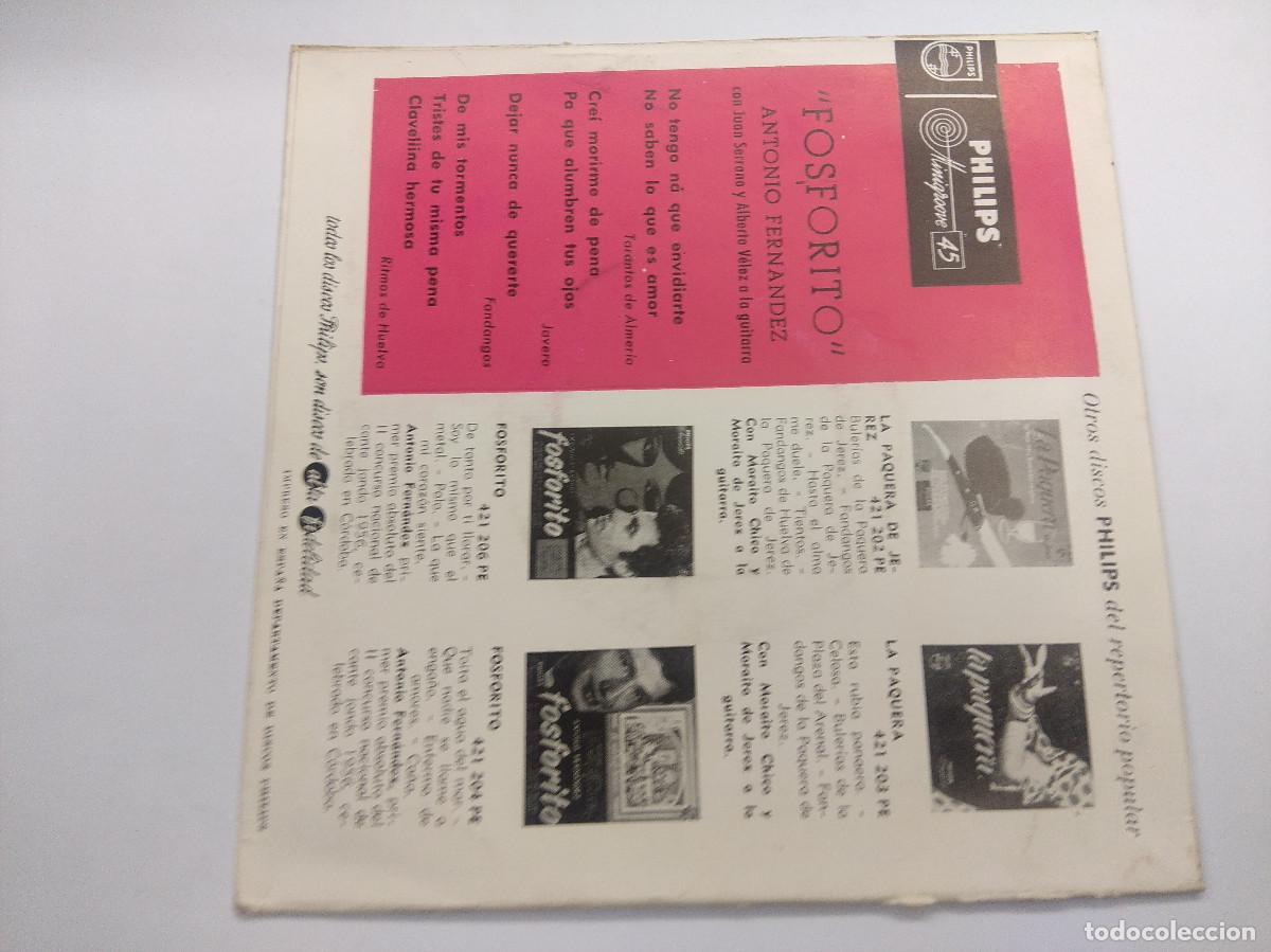 Discos de vinilo: FOSFORITO/TARANTOS DE ALMERIA/SINGLE. - Foto 3
