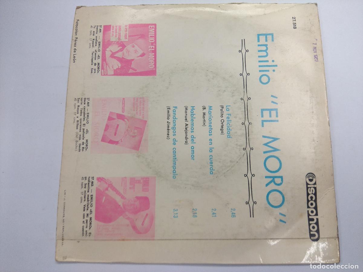 Discos de vinilo: EMILIO EL MORO/LA FELICIDAD/SINGLE. - Foto 3