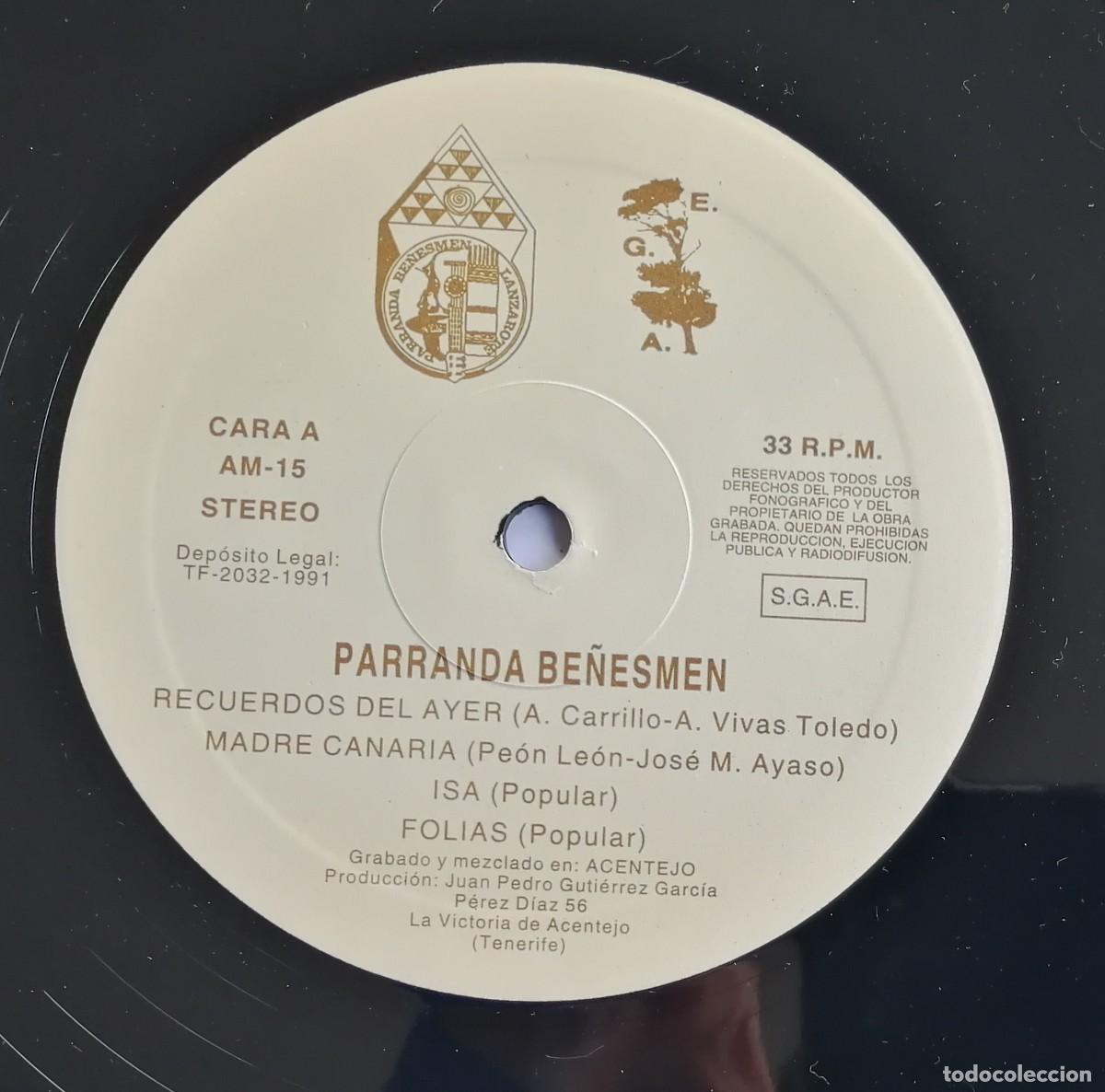 Discos de vinilo: Parranda Be&ntilde;esmen, Lanzarote, E.G.A. AM-15 - Foto 7