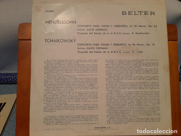 Discos de vinilo: TCHAIKOWSKY Y MENDELSSOHN DE BELTER - Foto 2