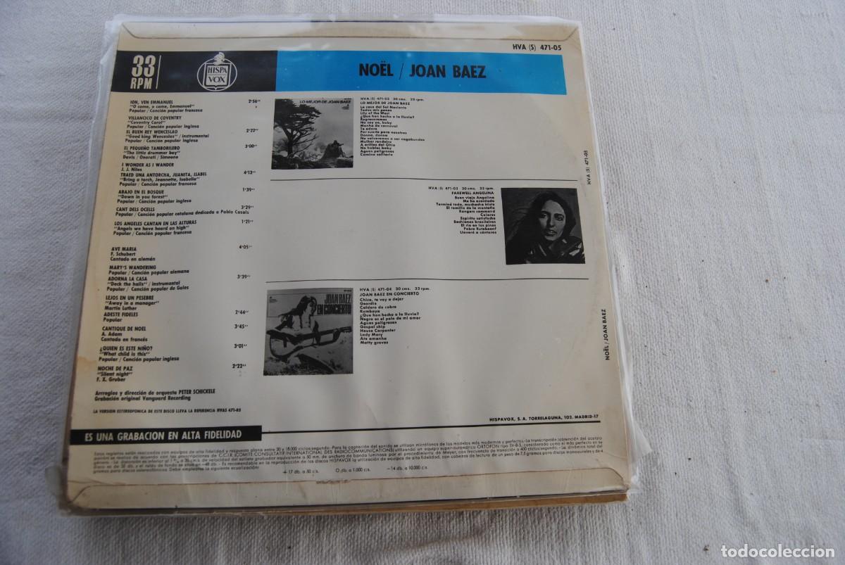 Discos de vinilo: 16.- LP Joan Baez. Noel. hispavox 1966 - Foto 2
