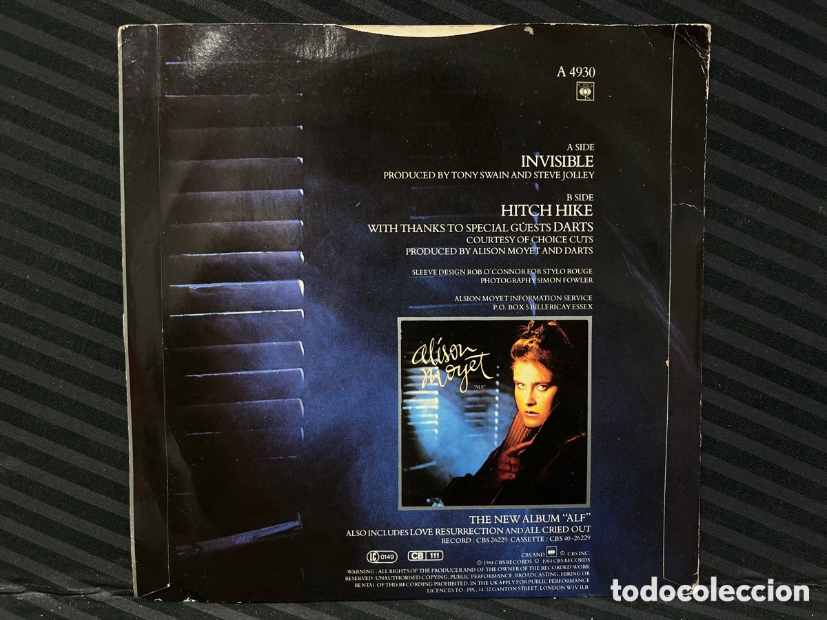Discos de vinilo: Alison Moyet - Invisible (7&rdquo;, Single) - Foto 2