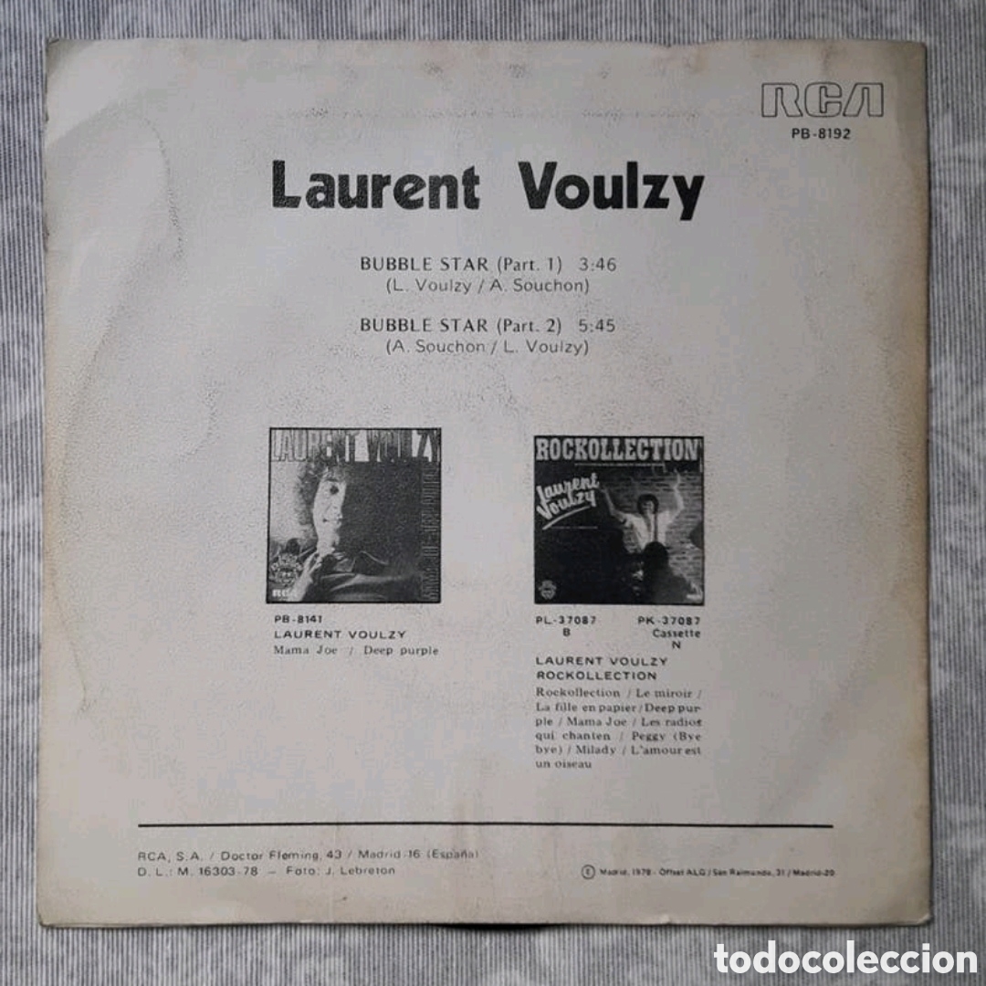 Discos de vinilo: Single Laurent Voulzy. Bubble Star (Part 1 & 2) - Foto 2