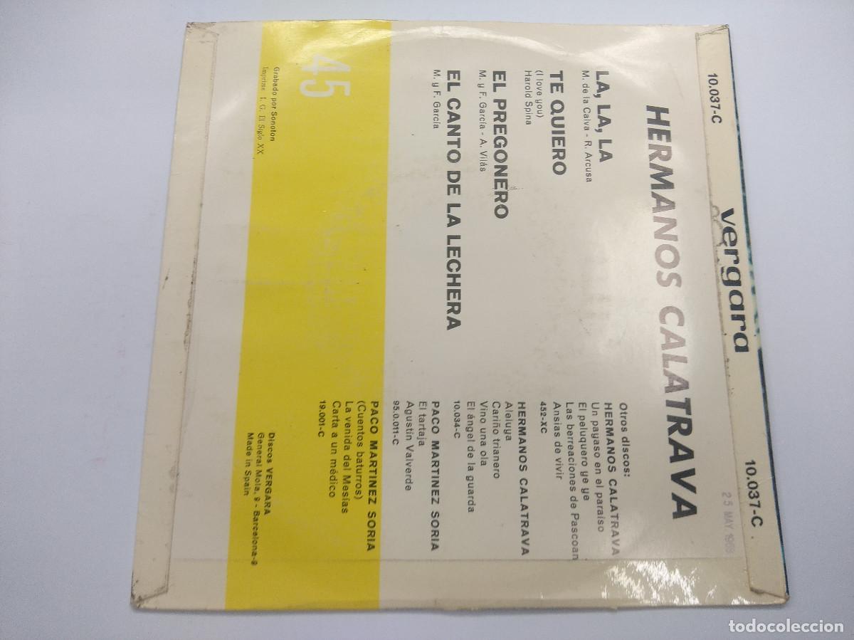 Discos de vinilo: HERMANOS CALATRAVA/LA,LA,LA/SINGLE. - Foto 3