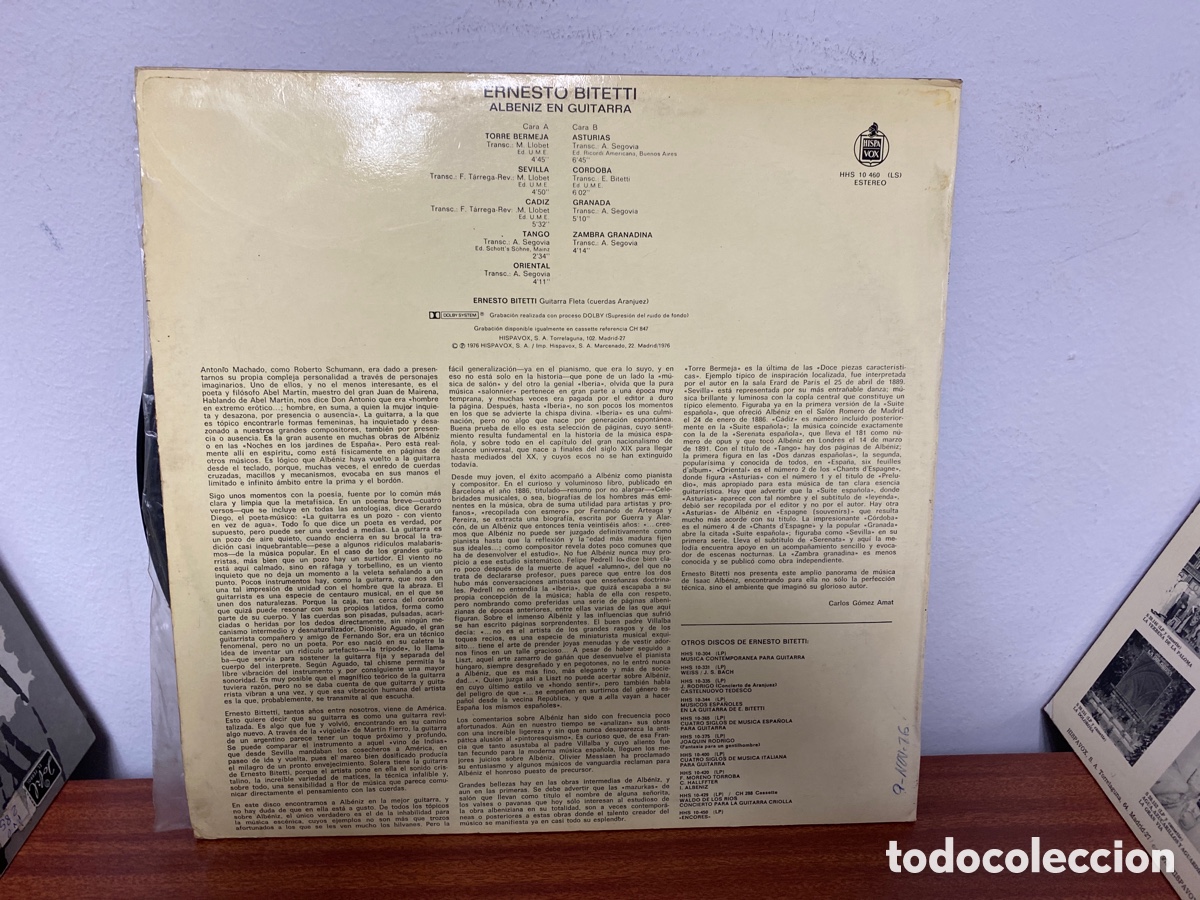 Discos de vinilo: Ernesto Bitetti - Alb&eacute;niz En Guitarra (LP) - Foto 2