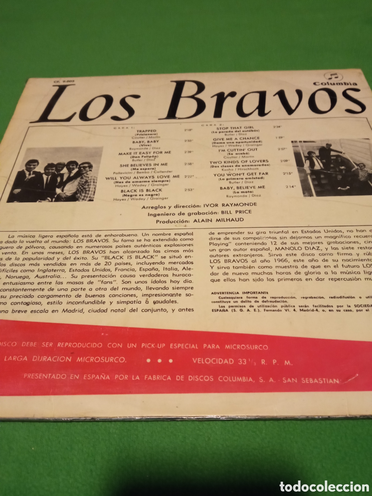 Discos de vinilo: Los Bravos - Same Edici&oacute;n original - Foto 2