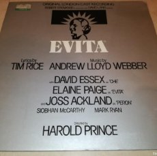 Discos de vinilo: EVITA-ORIGINAL LONDON CAST-GATEFOLD-GATEFOLD-ORIGINAL AÑO 1979. Lote 379724994