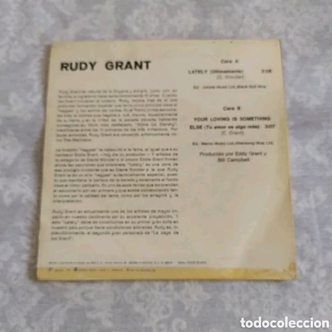 Discos de vinilo: Single Rudy Grant. Lately - Foto 2