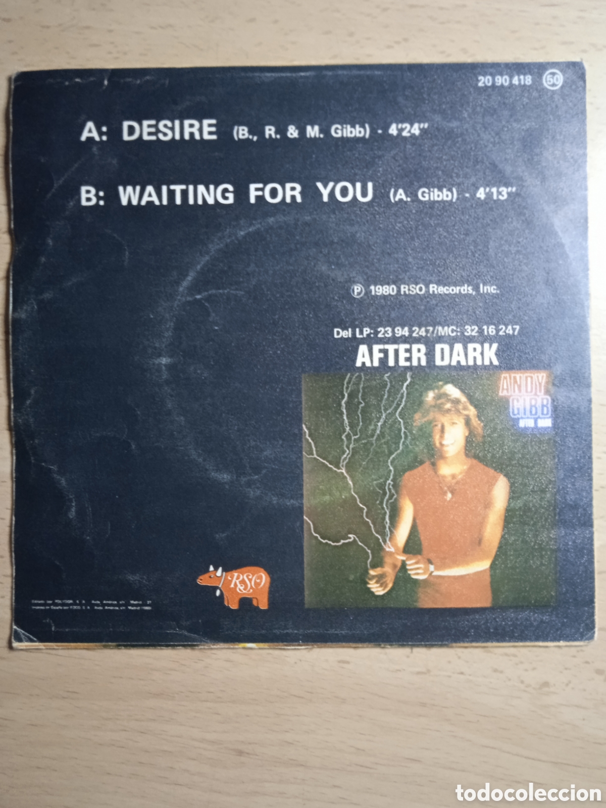 Discos de vinilo: Single 7&rdquo; Andy Gibb 1980. Desire. - Foto 2