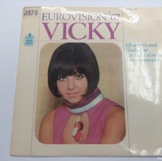 Discos de vinilo: VICKY/MI AMOR ES AZUL/SINGLE FESTIVAL EUROVISION 1967.. Lote 380258209