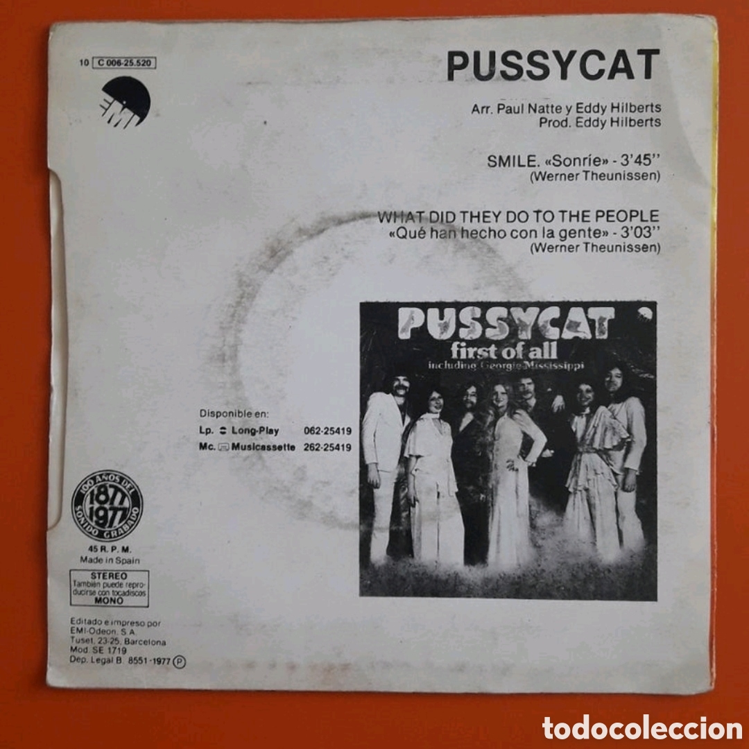 Discos de vinilo: Single Pussycat. Smile (Sonr&iacute;e) - Foto 2