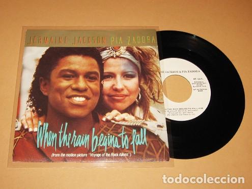 Discos de vinilo: JERMAINE JACKSON AND PIA ZADORA - WHEN THE RAIN BEGINS TO FALL - SINGLE - 1984