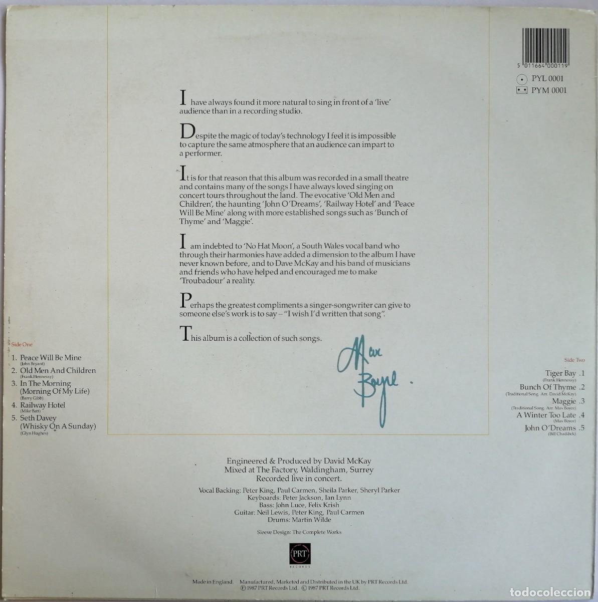 Discos de vinilo: Max Boyce, Troubadour, PRT PYL 0001 - Foto 2