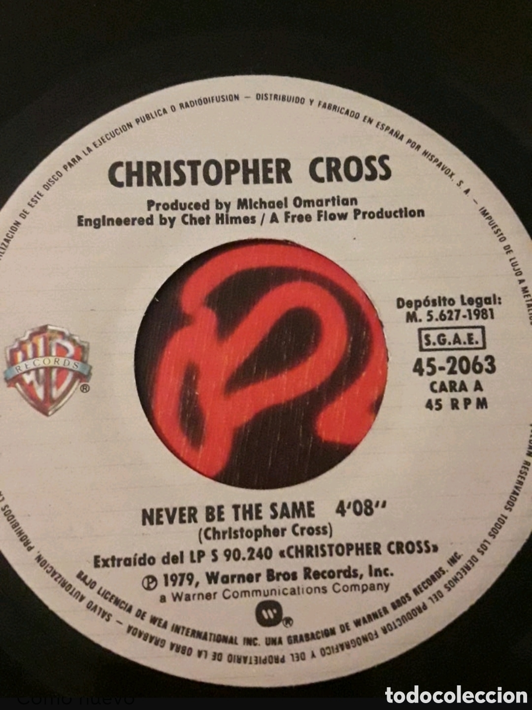 Discos de vinilo: Single Christopher Cross. Never Be The Same / The light is on - Foto 3
