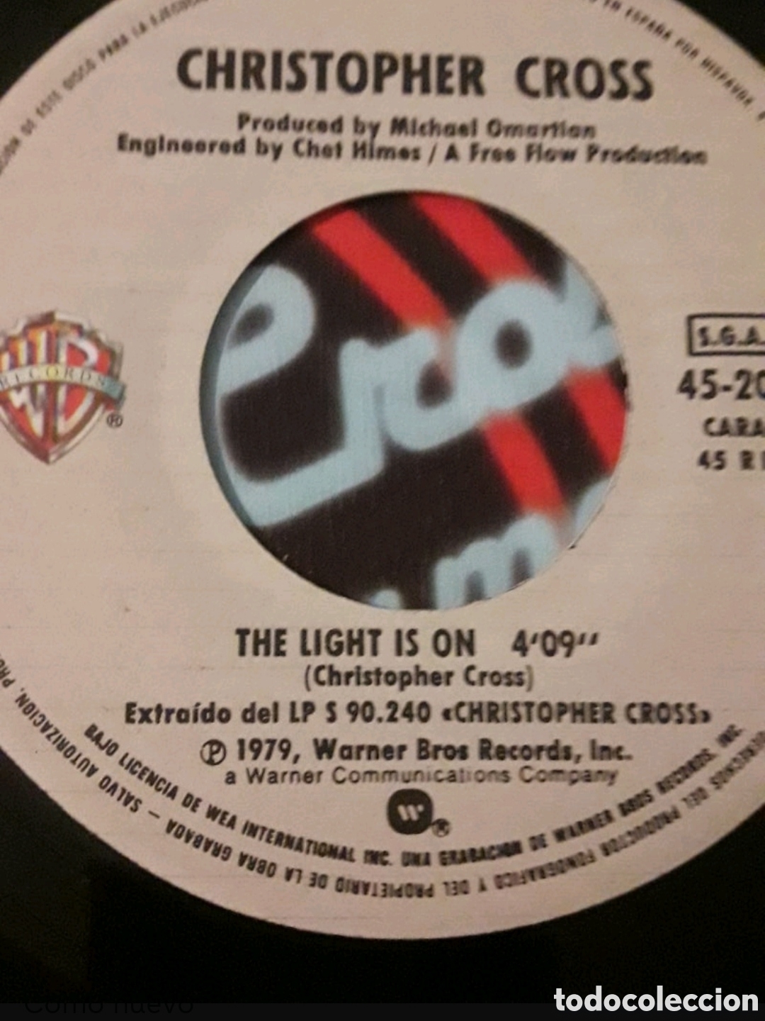 Discos de vinilo: Single Christopher Cross. Never Be The Same / The light is on - Foto 4