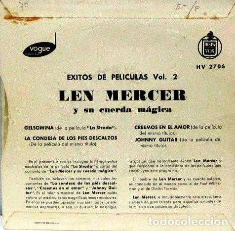 Discos de vinilo: LEN MERCER - EXITOS DE PELICULAS - LA STRADA - SINGLE - Foto 2