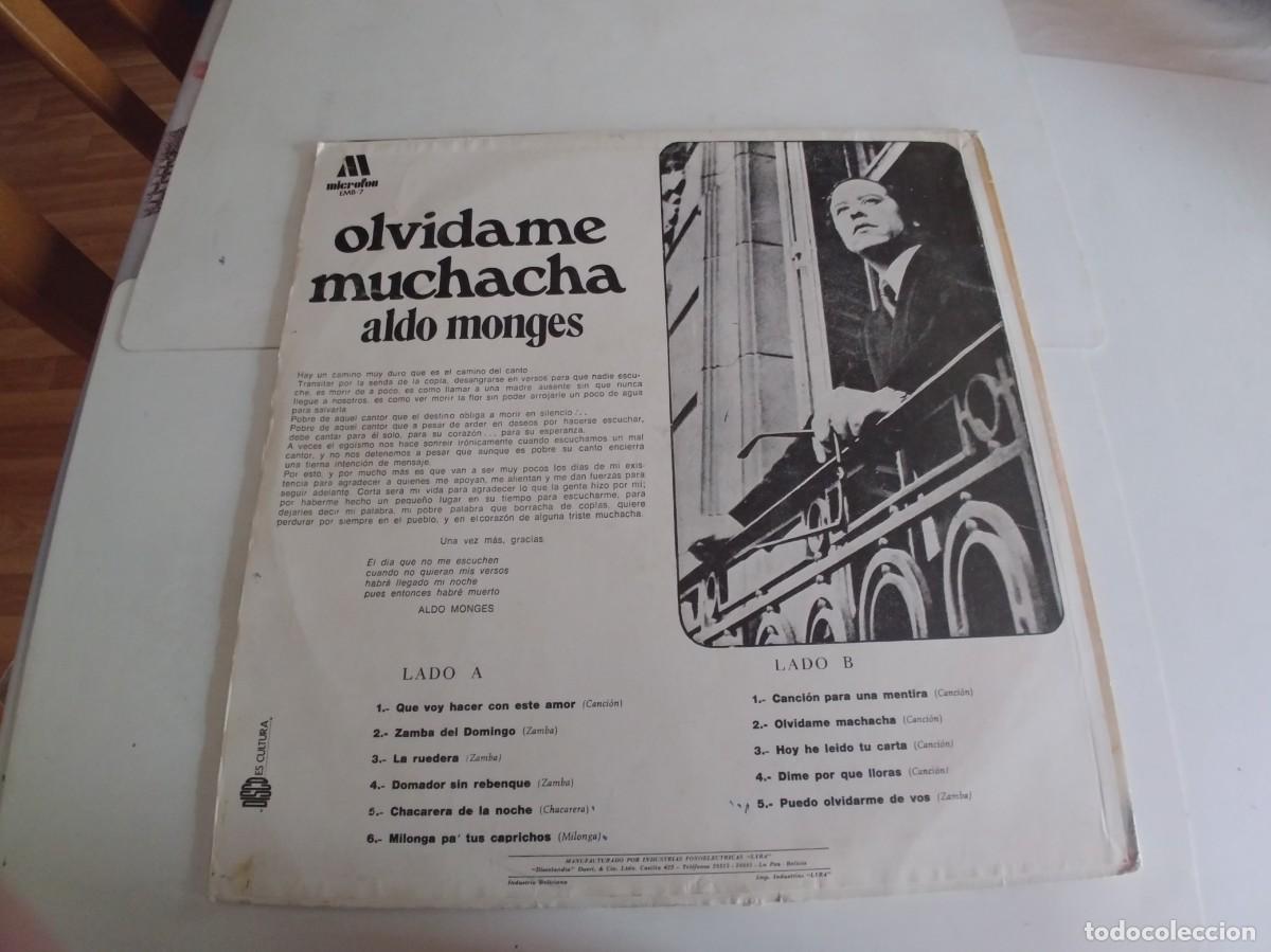 Discos de vinilo: ALDO MONGES-LP OLVIDAME MUCHACHA - Foto 2