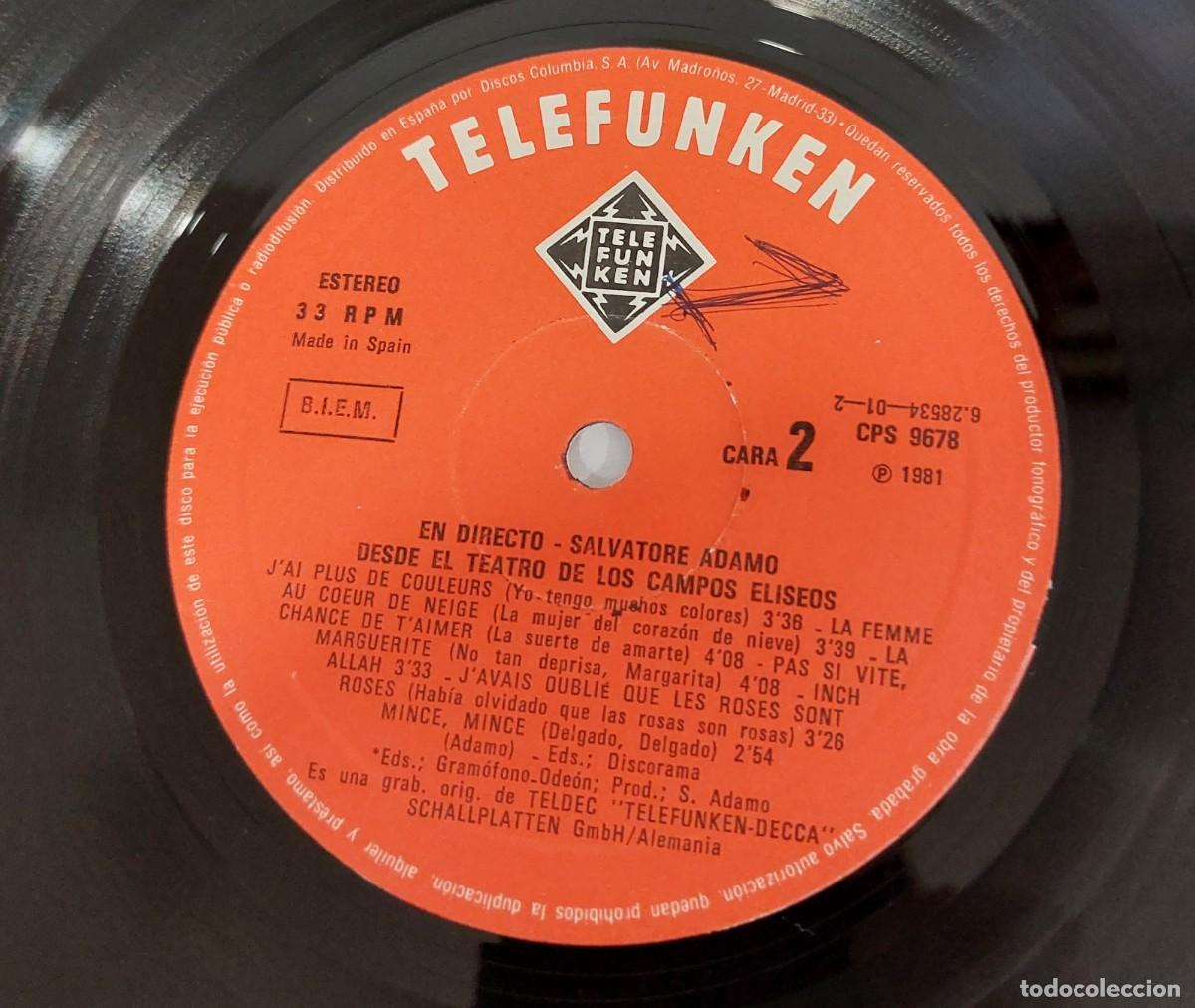 Discos de vinilo: ADAMO EN DIRECTO - Foto 3