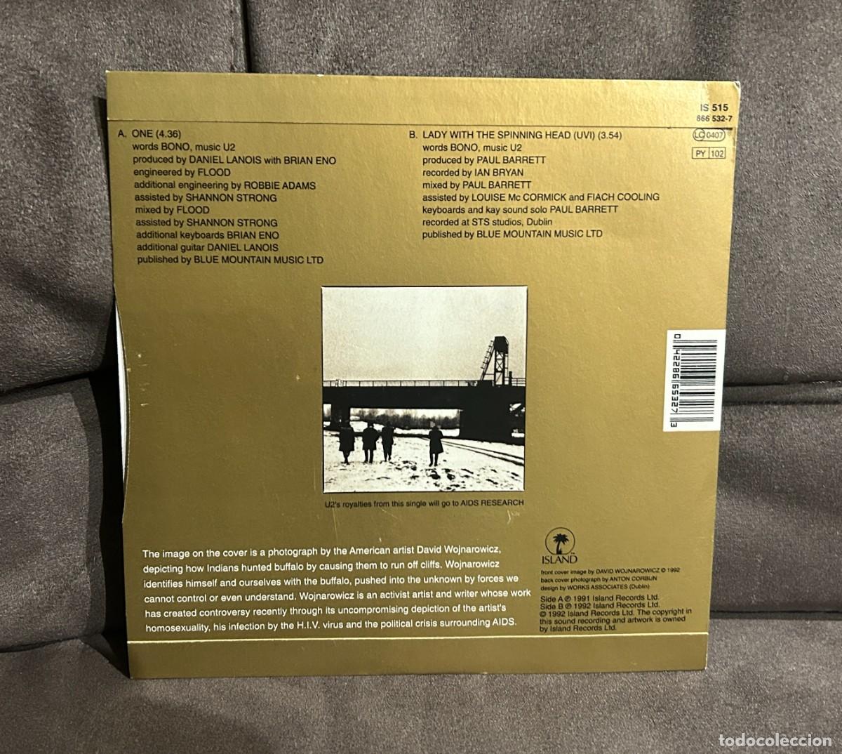 Discos de vinilo: U2 &lrm;&ndash; One . Single Vinilo. Estado vg+/vg+. 1992 - Foto 2