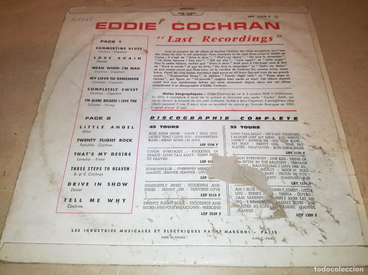 Discos de vinilo: EDDIE COCHRAN-LAST RECORDINGS-ORIGINAL FRANCES 1968 - Foto 2