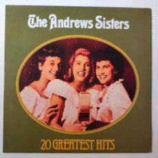 Discos de vinilo: THE ANDREWS SISTERS- 20 GREATEST HITS- UK LP- DISCO COMO NUEVO.. Lote 380501634