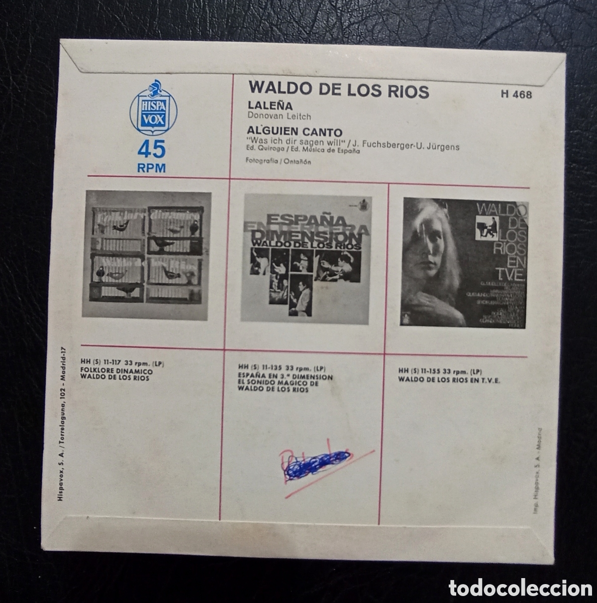 Discos de vinilo: SINGLE WALDO DE LOS RIOS - ALGUIEN CANT&Oacute; - Foto 2