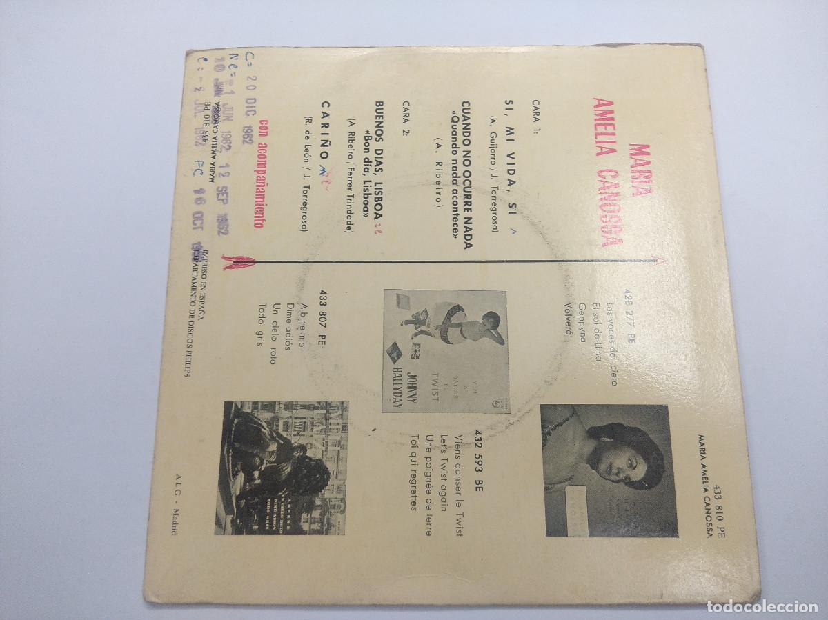Discos de vinilo: M. AMELIA CANOSSA/SI,MI VIDA,SI/SINGLE. - Foto 3