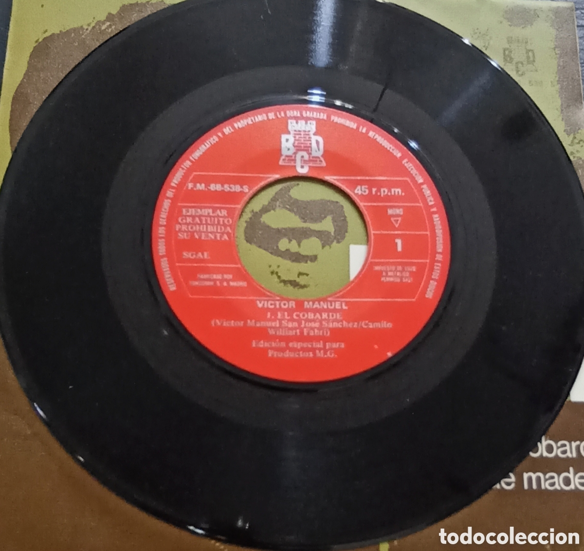 Discos de vinilo: SINGLE V&Iacute;CTOR MANUEL - EL COBARDE - BCD 1970 - Foto 4