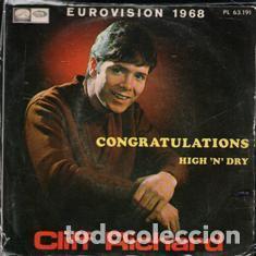 Discos de vinilo: Eurovisi&oacute;n 1968. Cliff Richard. Congratulations. Single. - Foto 1